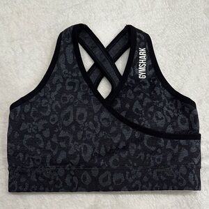 Gymshark Charcoal Leopard Patterned Sports Bra Small